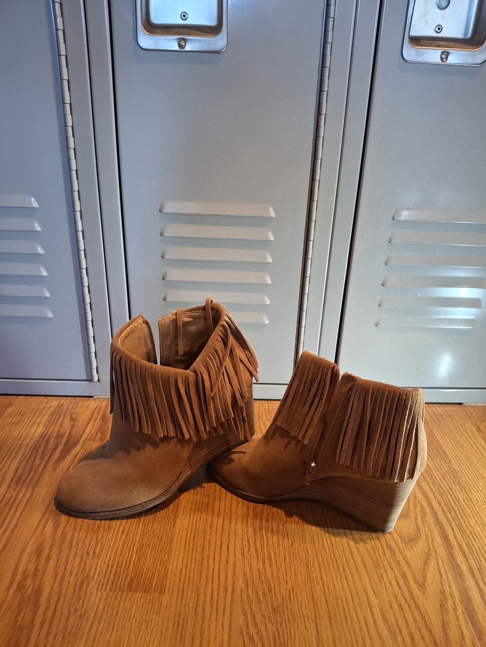 Lucky Brand Tan Fringe Suede Ankle Boots
